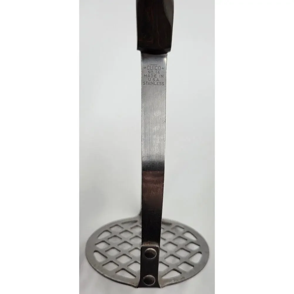 CUTCO Serving Utensil Set 3 Pc Slotted Spoon Basting Serving Masher Brown Swirl